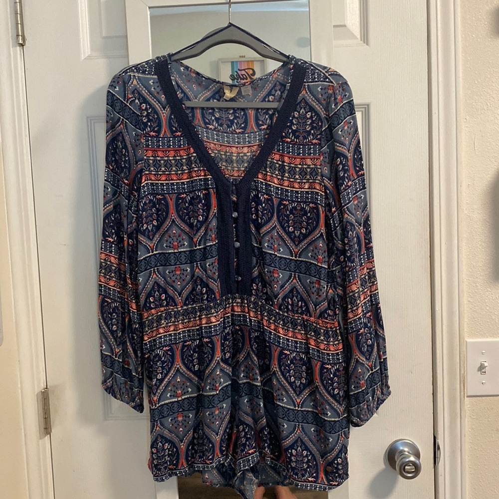 Roxy V-Neck Long Sleeve Romper